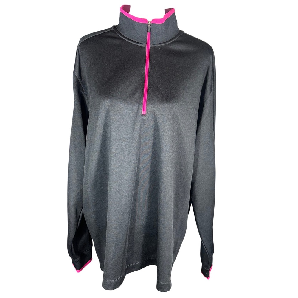 Nike Golf Pullover Women XL Black‎ Pink Dri-FIT Tour Performance Quarter Zip